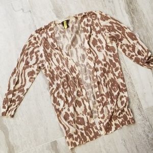 Leopard print 3/4 sleeve cardigan Ann Taylor